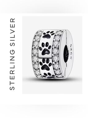 🌟 S925 Sterling Silver Paw Print Clip Charm